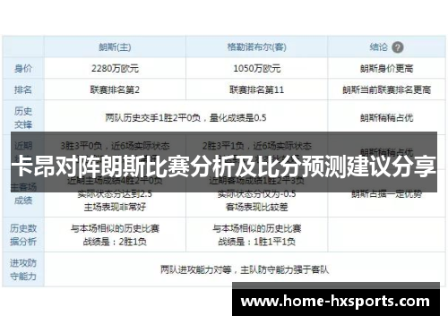 卡昂对阵朗斯比赛分析及比分预测建议分享